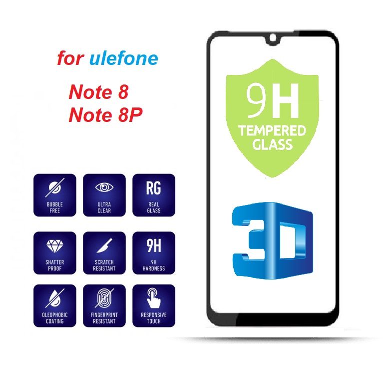 UleFone Note 8 Note 8P, 3D temperované ochranné sklo , tempered glass 