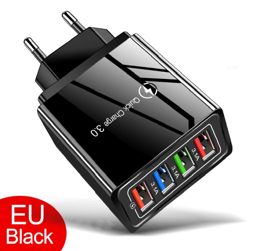 USB napájecí adaptér nabíječka Quick Charge 3.0 Black