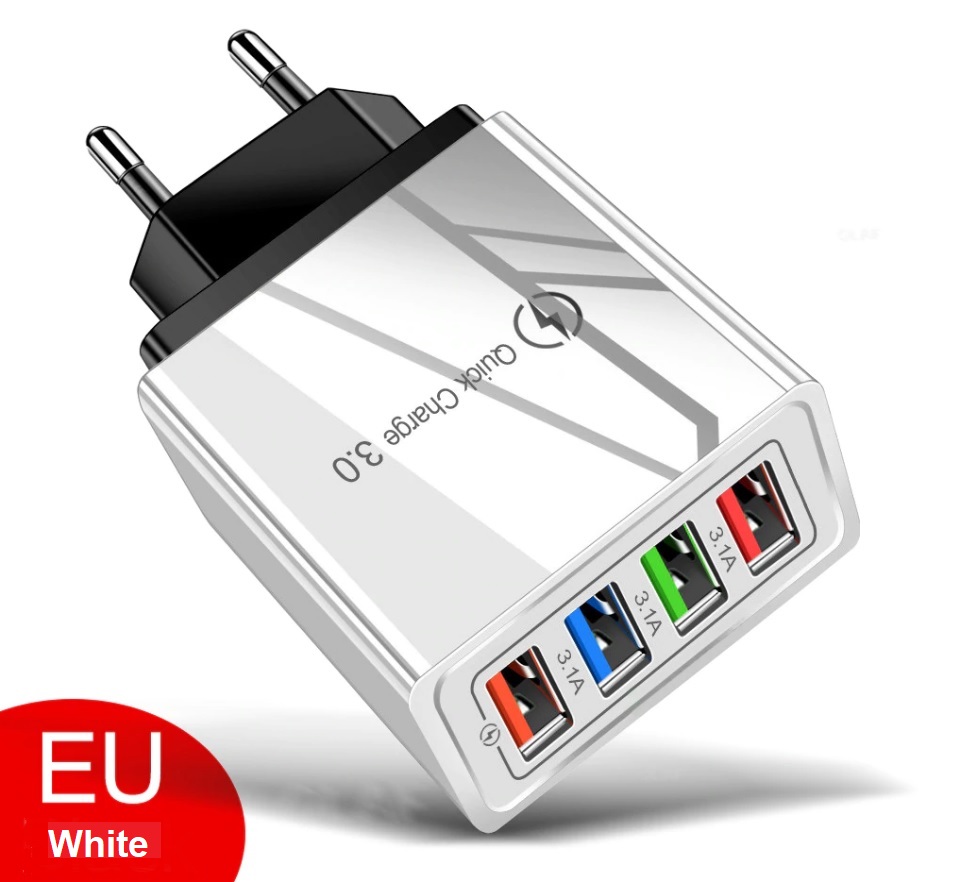 USB napájecí adaptér nabíječka Quick Charge 3.0 White