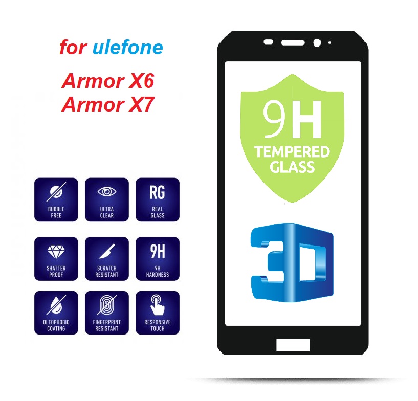 UleFone Armor X6, X7, X6Pro, X7Pro, 3D temper. ochranné sklo , tempered glass 